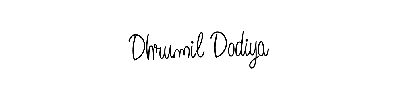 Use a signature maker to create a handwritten signature online. With this signature software, you can design (Angelique-Rose-font-FFP) your own signature for name Dhrumil Dodiya. Dhrumil Dodiya signature style 5 images and pictures png