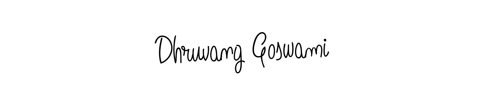 You should practise on your own different ways (Angelique-Rose-font-FFP) to write your name (Dhruvang Goswami) in signature. don't let someone else do it for you. Dhruvang Goswami signature style 5 images and pictures png