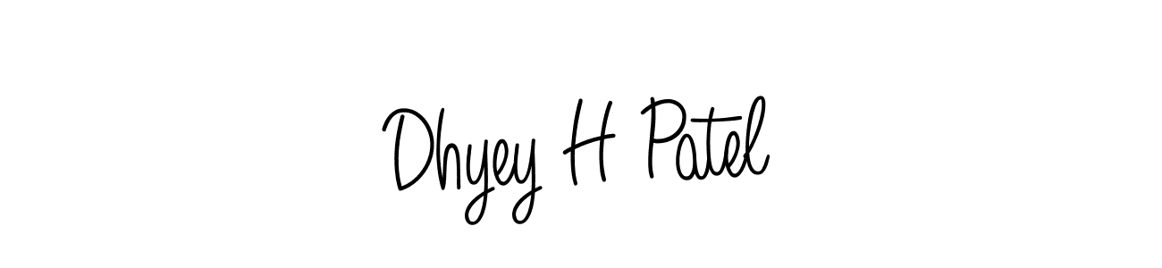 The best way (Angelique-Rose-font-FFP) to make a short signature is to pick only two or three words in your name. The name Dhyey H Patel include a total of six letters. For converting this name. Dhyey H Patel signature style 5 images and pictures png