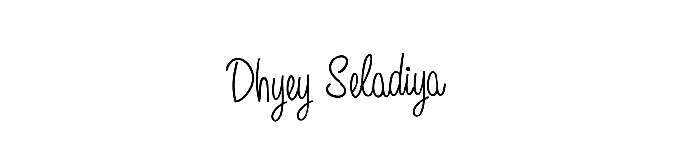 Also we have Dhyey Seladiya name is the best signature style. Create professional handwritten signature collection using Angelique-Rose-font-FFP autograph style. Dhyey Seladiya signature style 5 images and pictures png