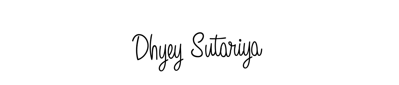 Make a beautiful signature design for name Dhyey Sutariya. With this signature (Angelique-Rose-font-FFP) style, you can create a handwritten signature for free. Dhyey Sutariya signature style 5 images and pictures png