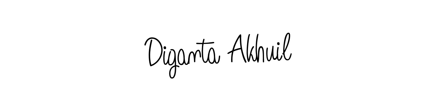 How to make Diganta Akhuil name signature. Use Angelique-Rose-font-FFP style for creating short signs online. This is the latest handwritten sign. Diganta Akhuil signature style 5 images and pictures png