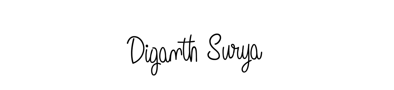 Use a signature maker to create a handwritten signature online. With this signature software, you can design (Angelique-Rose-font-FFP) your own signature for name Diganth Surya. Diganth Surya signature style 5 images and pictures png