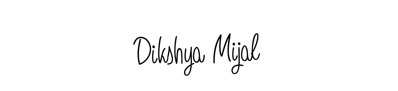 Make a beautiful signature design for name Dikshya Mijal. With this signature (Angelique-Rose-font-FFP) style, you can create a handwritten signature for free. Dikshya Mijal signature style 5 images and pictures png