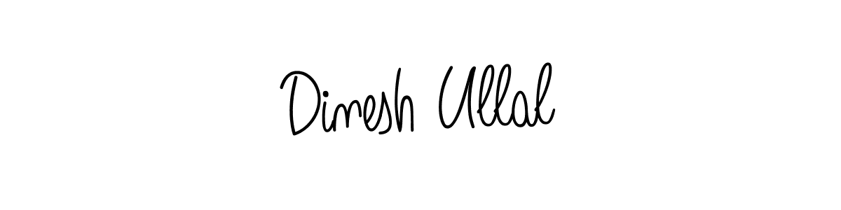 You should practise on your own different ways (Angelique-Rose-font-FFP) to write your name (Dinesh Ullal) in signature. don't let someone else do it for you. Dinesh Ullal signature style 5 images and pictures png