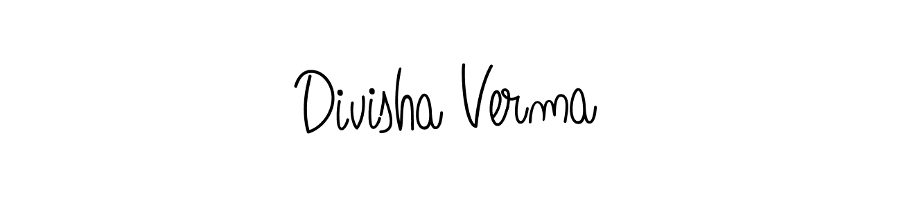 You should practise on your own different ways (Angelique-Rose-font-FFP) to write your name (Divisha Verma) in signature. don't let someone else do it for you. Divisha Verma signature style 5 images and pictures png