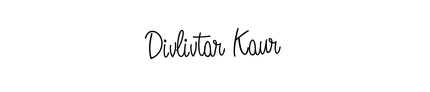 How to make Divlivtar Kaur name signature. Use Angelique-Rose-font-FFP style for creating short signs online. This is the latest handwritten sign. Divlivtar Kaur signature style 5 images and pictures png