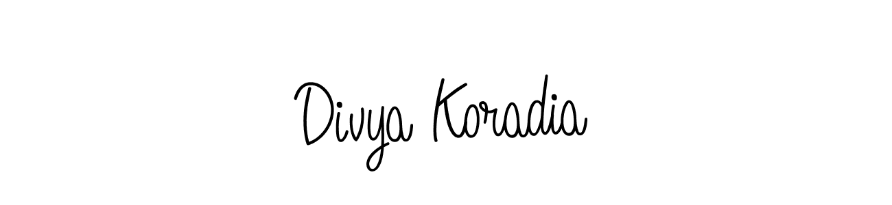 Use a signature maker to create a handwritten signature online. With this signature software, you can design (Angelique-Rose-font-FFP) your own signature for name Divya Koradia. Divya Koradia signature style 5 images and pictures png