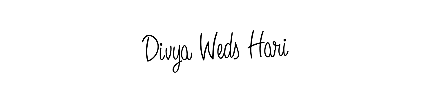 The best way (Angelique-Rose-font-FFP) to make a short signature is to pick only two or three words in your name. The name Divya Weds Hari include a total of six letters. For converting this name. Divya Weds Hari signature style 5 images and pictures png