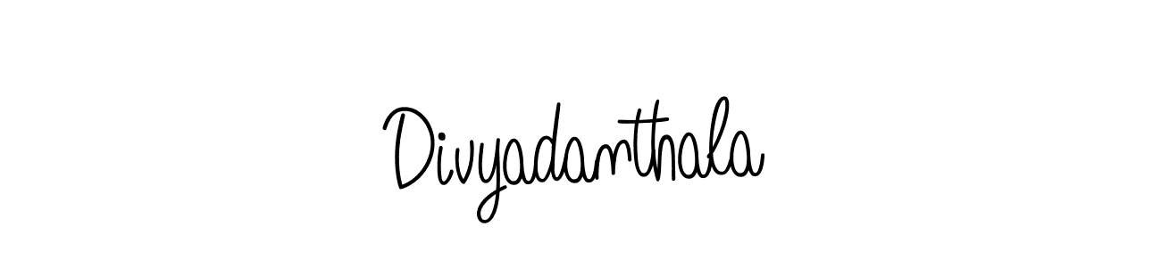 Make a beautiful signature design for name Divyadanthala. With this signature (Angelique-Rose-font-FFP) style, you can create a handwritten signature for free. Divyadanthala signature style 5 images and pictures png