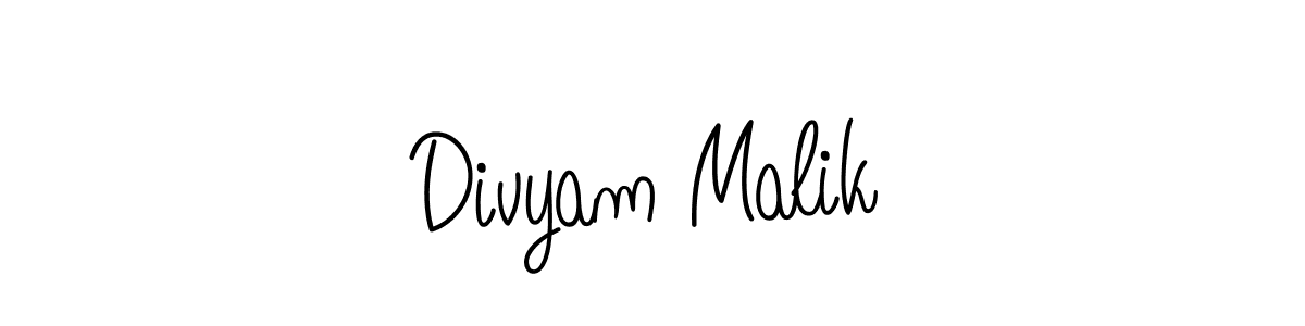 Make a beautiful signature design for name Divyam Malik. With this signature (Angelique-Rose-font-FFP) style, you can create a handwritten signature for free. Divyam Malik signature style 5 images and pictures png