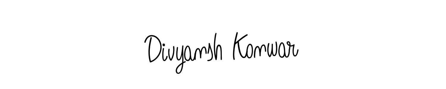 Use a signature maker to create a handwritten signature online. With this signature software, you can design (Angelique-Rose-font-FFP) your own signature for name Divyansh Konwar. Divyansh Konwar signature style 5 images and pictures png