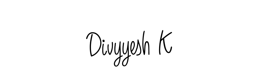 How to make Divyyesh K name signature. Use Angelique-Rose-font-FFP style for creating short signs online. This is the latest handwritten sign. Divyyesh K signature style 5 images and pictures png