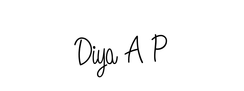 Create a beautiful signature design for name Diya A P. With this signature (Angelique-Rose-font-FFP) fonts, you can make a handwritten signature for free. Diya A P signature style 5 images and pictures png
