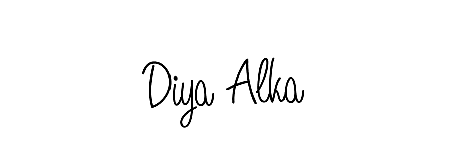 How to make Diya Alka name signature. Use Angelique-Rose-font-FFP style for creating short signs online. This is the latest handwritten sign. Diya Alka signature style 5 images and pictures png