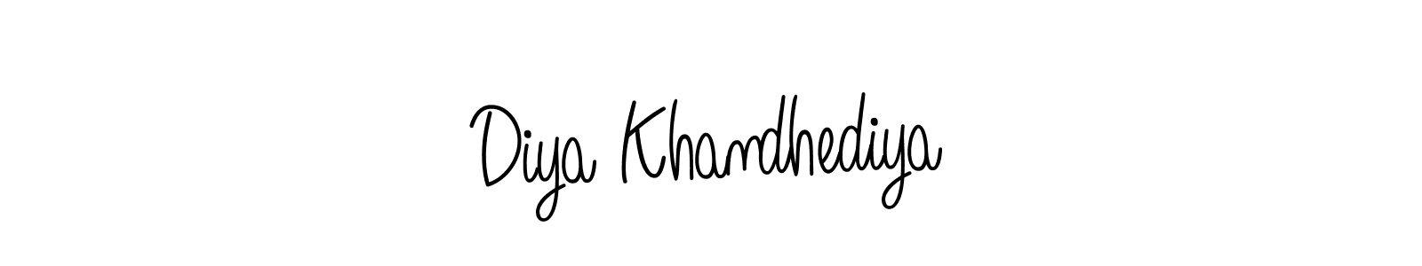 Design your own signature with our free online signature maker. With this signature software, you can create a handwritten (Angelique-Rose-font-FFP) signature for name Diya Khandhediya. Diya Khandhediya signature style 5 images and pictures png