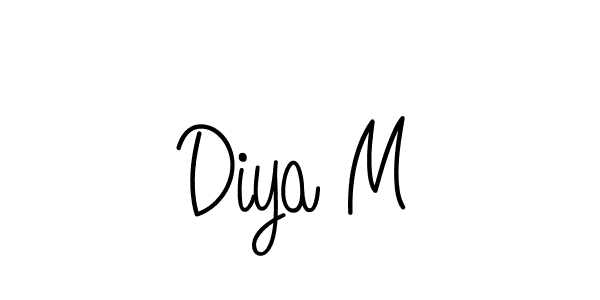 Use a signature maker to create a handwritten signature online. With this signature software, you can design (Angelique-Rose-font-FFP) your own signature for name Diya M. Diya M signature style 5 images and pictures png