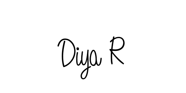 Make a beautiful signature design for name Diya R. With this signature (Angelique-Rose-font-FFP) style, you can create a handwritten signature for free. Diya R signature style 5 images and pictures png