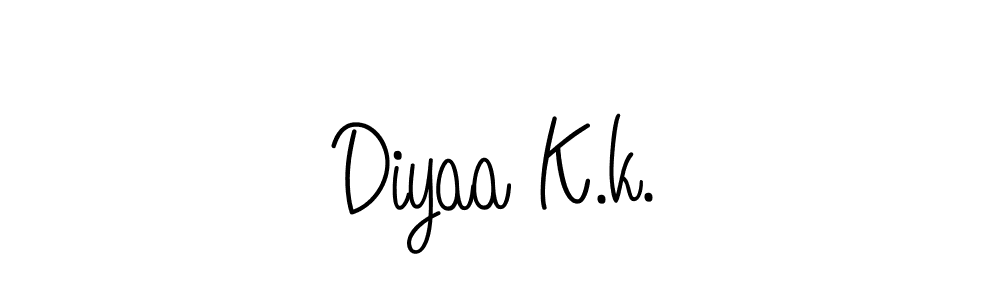 Design your own signature with our free online signature maker. With this signature software, you can create a handwritten (Angelique-Rose-font-FFP) signature for name Diyaa K.k.. Diyaa K.k. signature style 5 images and pictures png