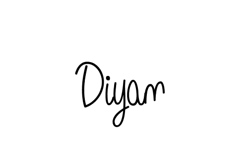 Use a signature maker to create a handwritten signature online. With this signature software, you can design (Angelique-Rose-font-FFP) your own signature for name Diyan. Diyan signature style 5 images and pictures png