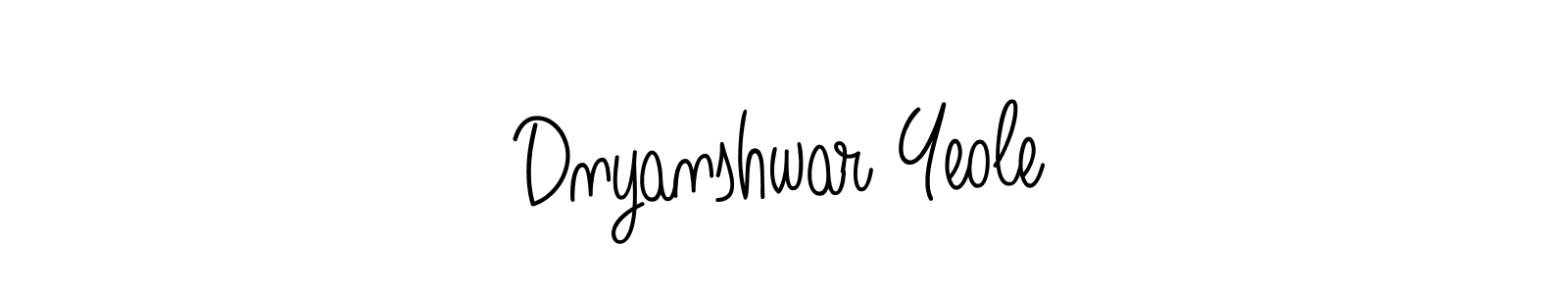 How to make Dnyanshwar Yeole name signature. Use Angelique-Rose-font-FFP style for creating short signs online. This is the latest handwritten sign. Dnyanshwar Yeole signature style 5 images and pictures png