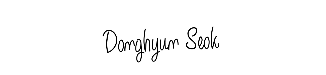 You should practise on your own different ways (Angelique-Rose-font-FFP) to write your name (Donghyun Seok) in signature. don't let someone else do it for you. Donghyun Seok signature style 5 images and pictures png