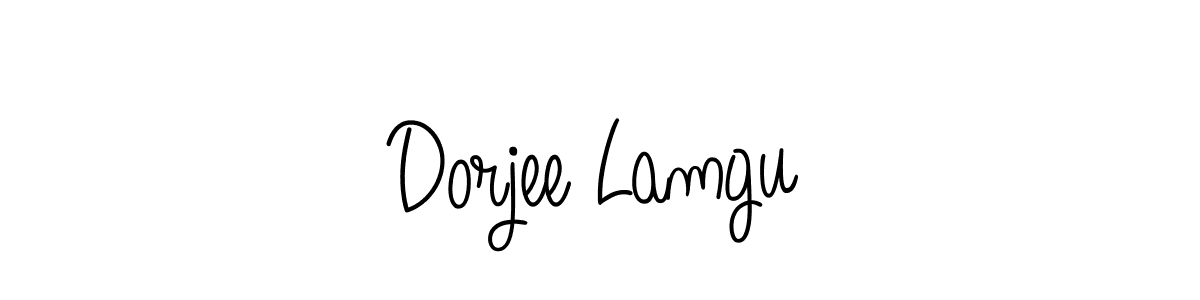 Use a signature maker to create a handwritten signature online. With this signature software, you can design (Angelique-Rose-font-FFP) your own signature for name Dorjee Lamgu. Dorjee Lamgu signature style 5 images and pictures png