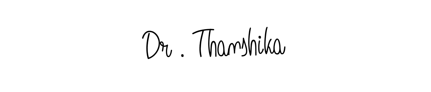The best way (Angelique-Rose-font-FFP) to make a short signature is to pick only two or three words in your name. The name Dr . Thanshika include a total of six letters. For converting this name. Dr . Thanshika signature style 5 images and pictures png