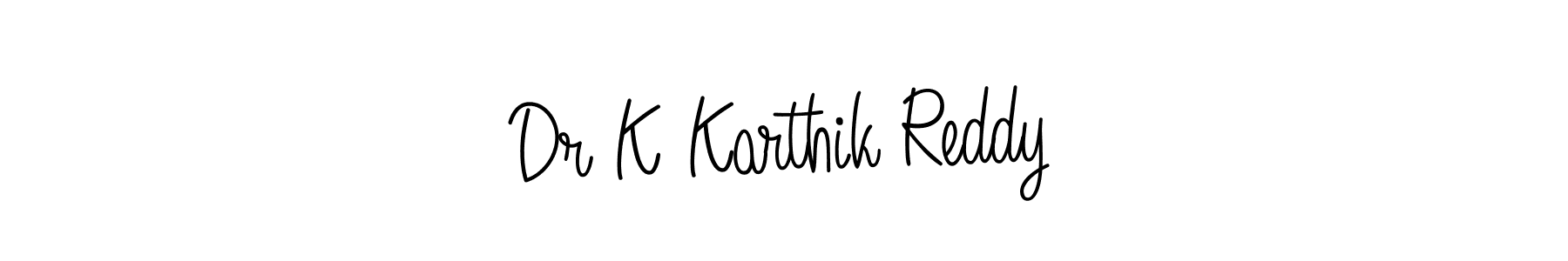 The best way (Angelique-Rose-font-FFP) to make a short signature is to pick only two or three words in your name. The name Dr K Karthik Reddy include a total of six letters. For converting this name. Dr K Karthik Reddy signature style 5 images and pictures png