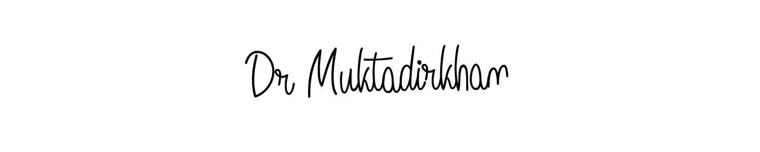 You should practise on your own different ways (Angelique-Rose-font-FFP) to write your name (Dr Muktadirkhan) in signature. don't let someone else do it for you. Dr Muktadirkhan signature style 5 images and pictures png