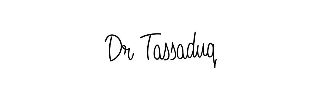 Use a signature maker to create a handwritten signature online. With this signature software, you can design (Angelique-Rose-font-FFP) your own signature for name Dr Tassaduq. Dr Tassaduq signature style 5 images and pictures png