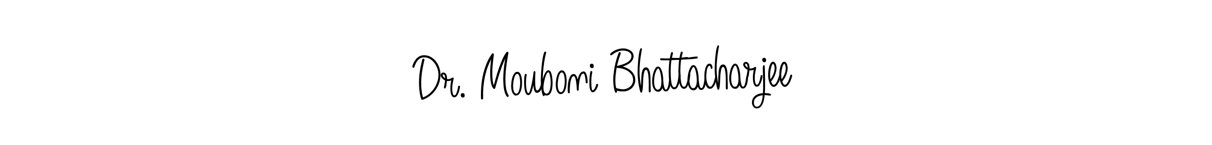 Make a beautiful signature design for name Dr. Mouboni Bhattacharjee. With this signature (Angelique-Rose-font-FFP) style, you can create a handwritten signature for free. Dr. Mouboni Bhattacharjee signature style 5 images and pictures png