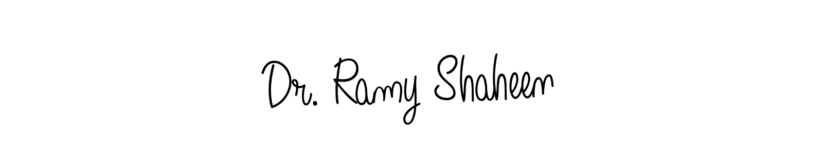 The best way (Angelique-Rose-font-FFP) to make a short signature is to pick only two or three words in your name. The name Dr. Ramy Shaheen include a total of six letters. For converting this name. Dr. Ramy Shaheen signature style 5 images and pictures png