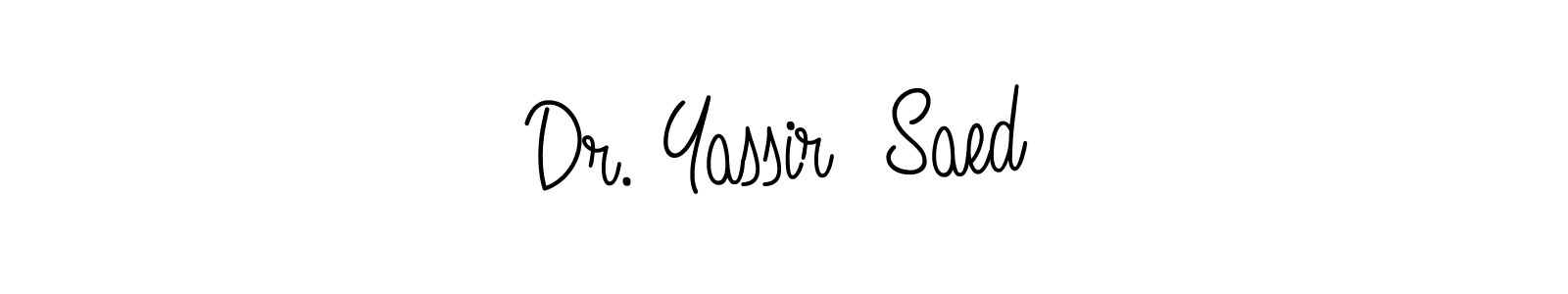 Make a beautiful signature design for name Dr. Yassir  Saed. With this signature (Angelique-Rose-font-FFP) style, you can create a handwritten signature for free. Dr. Yassir  Saed signature style 5 images and pictures png