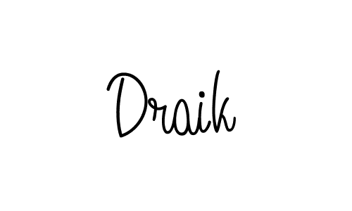 Make a beautiful signature design for name Draik. With this signature (Angelique-Rose-font-FFP) style, you can create a handwritten signature for free. Draik signature style 5 images and pictures png