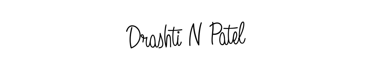 Use a signature maker to create a handwritten signature online. With this signature software, you can design (Angelique-Rose-font-FFP) your own signature for name Drashti N Patel. Drashti N Patel signature style 5 images and pictures png