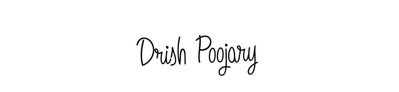 The best way (Angelique-Rose-font-FFP) to make a short signature is to pick only two or three words in your name. The name Drish Poojary include a total of six letters. For converting this name. Drish Poojary signature style 5 images and pictures png