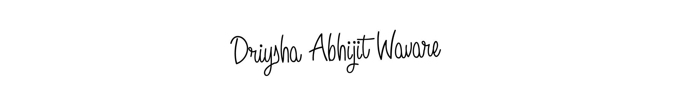 You should practise on your own different ways (Angelique-Rose-font-FFP) to write your name (Driysha Abhijit Wavare) in signature. don't let someone else do it for you. Driysha Abhijit Wavare signature style 5 images and pictures png