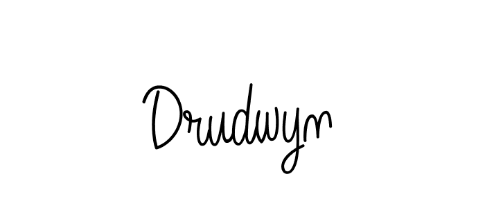 Make a beautiful signature design for name Drudwyn. With this signature (Angelique-Rose-font-FFP) style, you can create a handwritten signature for free. Drudwyn signature style 5 images and pictures png