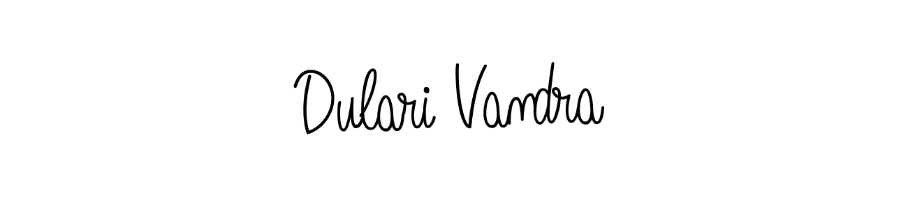 Make a beautiful signature design for name Dulari Vandra. With this signature (Angelique-Rose-font-FFP) style, you can create a handwritten signature for free. Dulari Vandra signature style 5 images and pictures png