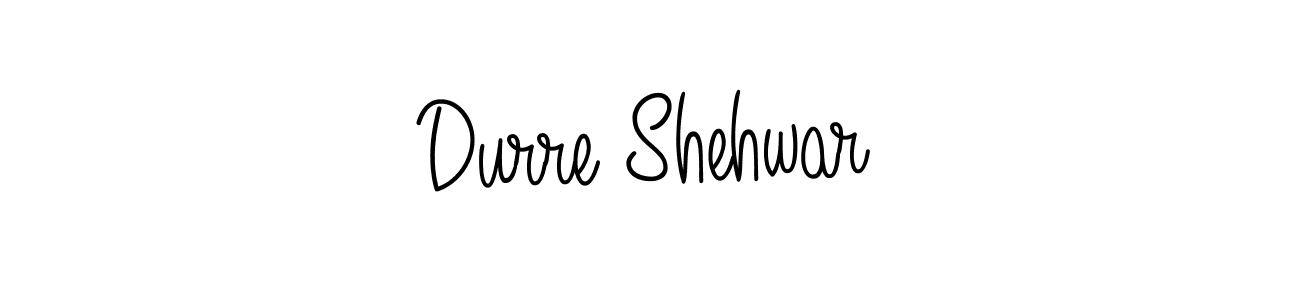 How to make Durre Shehwar name signature. Use Angelique-Rose-font-FFP style for creating short signs online. This is the latest handwritten sign. Durre Shehwar signature style 5 images and pictures png