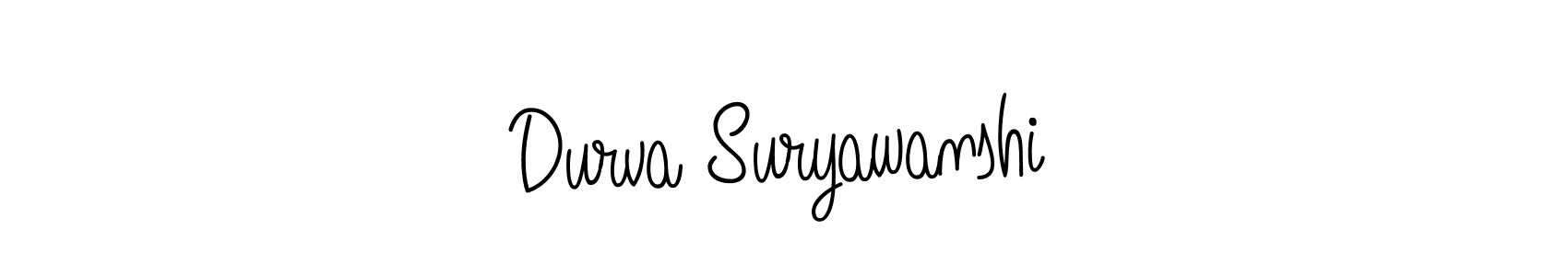 The best way (Angelique-Rose-font-FFP) to make a short signature is to pick only two or three words in your name. The name Durva Suryawanshi include a total of six letters. For converting this name. Durva Suryawanshi signature style 5 images and pictures png