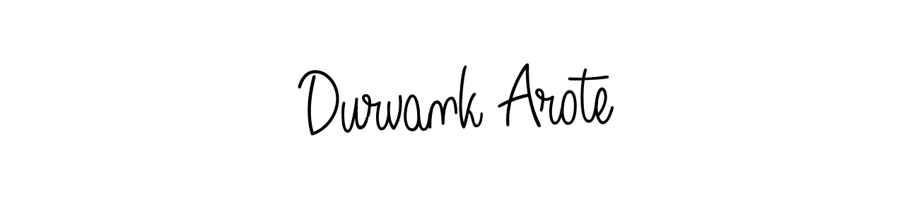 You should practise on your own different ways (Angelique-Rose-font-FFP) to write your name (Durvank Arote) in signature. don't let someone else do it for you. Durvank Arote signature style 5 images and pictures png