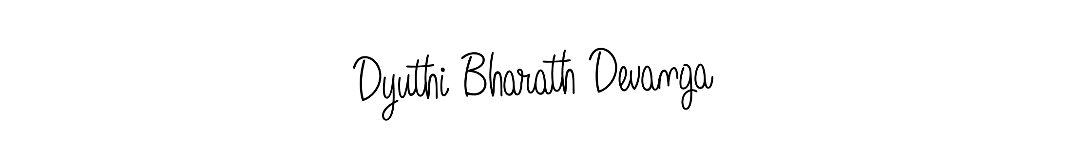 Make a beautiful signature design for name Dyuthi Bharath Devanga. With this signature (Angelique-Rose-font-FFP) style, you can create a handwritten signature for free. Dyuthi Bharath Devanga signature style 5 images and pictures png