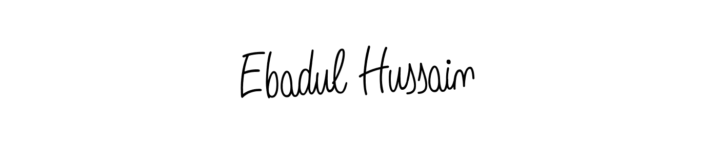 You should practise on your own different ways (Angelique-Rose-font-FFP) to write your name (Ebadul Hussain) in signature. don't let someone else do it for you. Ebadul Hussain signature style 5 images and pictures png