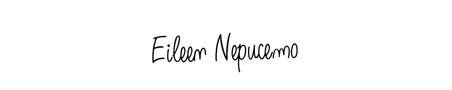 How to make Eileen Nepucemo name signature. Use Angelique-Rose-font-FFP style for creating short signs online. This is the latest handwritten sign. Eileen Nepucemo signature style 5 images and pictures png