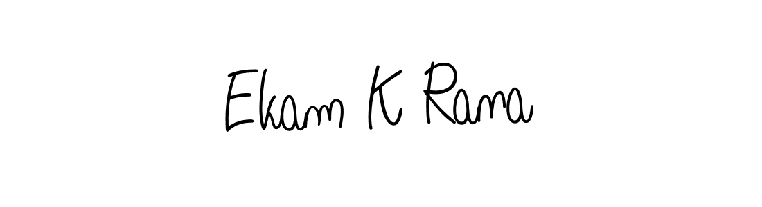 You should practise on your own different ways (Angelique-Rose-font-FFP) to write your name (Ekam K Rana) in signature. don't let someone else do it for you. Ekam K Rana signature style 5 images and pictures png