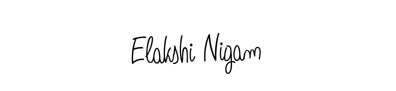 Use a signature maker to create a handwritten signature online. With this signature software, you can design (Angelique-Rose-font-FFP) your own signature for name Elakshi Nigam. Elakshi Nigam signature style 5 images and pictures png
