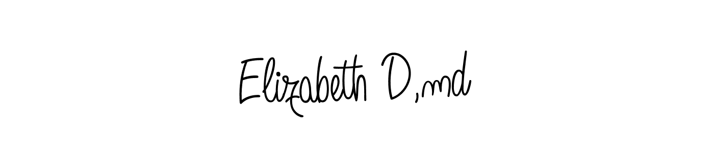 Make a beautiful signature design for name Elizabeth D,md. With this signature (Angelique-Rose-font-FFP) style, you can create a handwritten signature for free. Elizabeth D,md signature style 5 images and pictures png