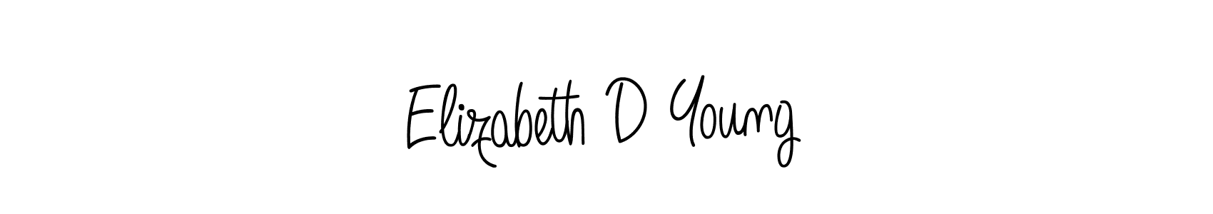 You should practise on your own different ways (Angelique-Rose-font-FFP) to write your name (Elizabeth D Young) in signature. don't let someone else do it for you. Elizabeth D Young signature style 5 images and pictures png